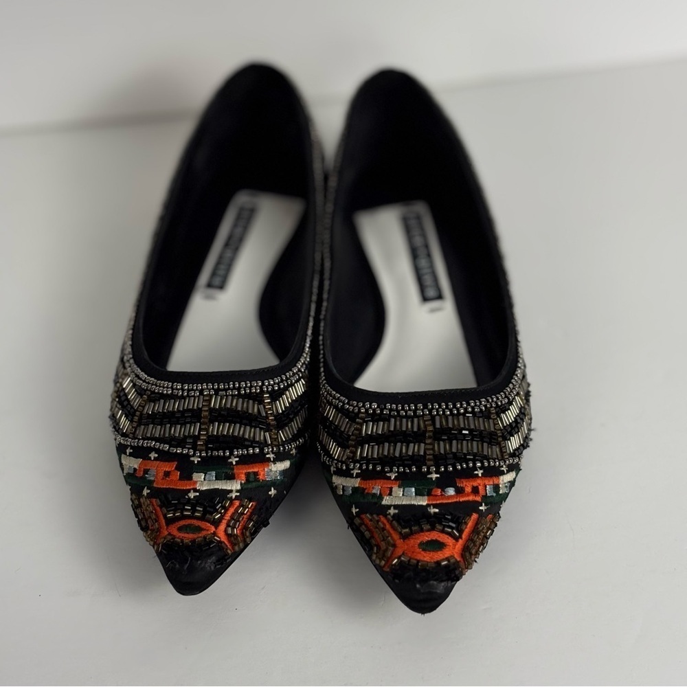 Alice and Olivia Bead Embellished Black Flats